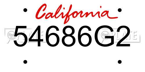 54686G2 California License Plate
