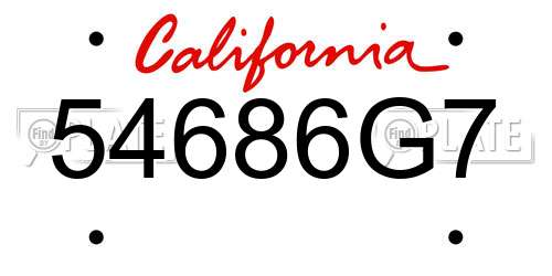 54686G7 California License Plate
