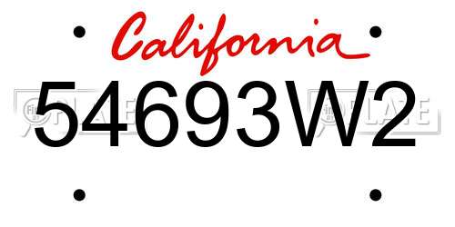 54693W2 California License Plate