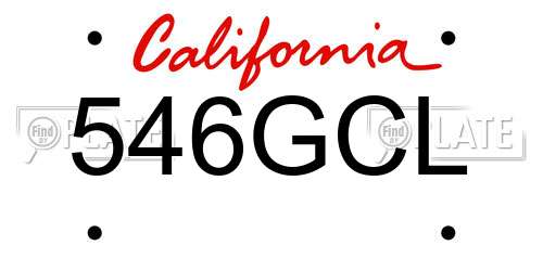 546GCL California License Plate