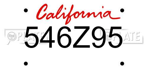 546Z95 California License Plate