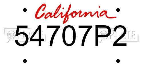 54707P2 California License Plate