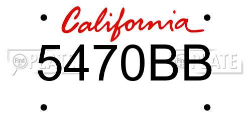 5470BB California License Plate