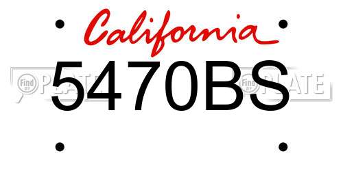 5470BS California License Plate