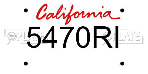 5470RI California License Plate