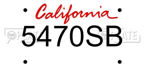 5470SB California License Plate