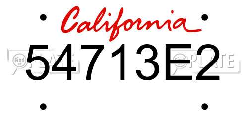 54713E2 California License Plate