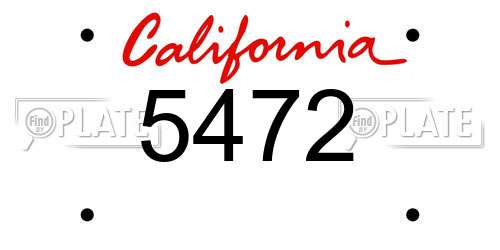 5472 California License Plate