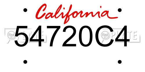 54720C4 California License Plate