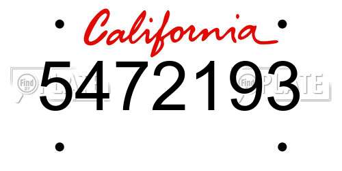 5472193 California License Plate