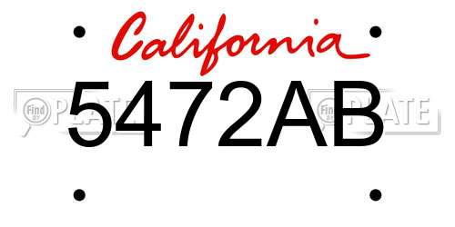 5472AB California License Plate