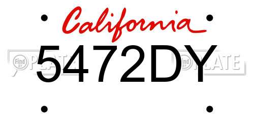 5472DY California License Plate