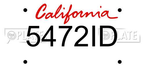 5472ID California License Plate