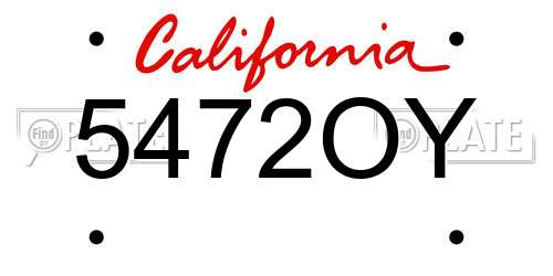 5472OY California License Plate