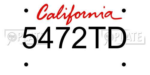 5472TD California License Plate