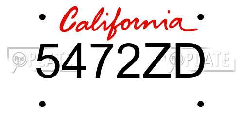 5472ZD California License Plate
