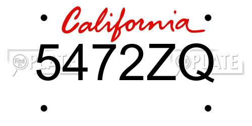 5472ZQ California License Plate