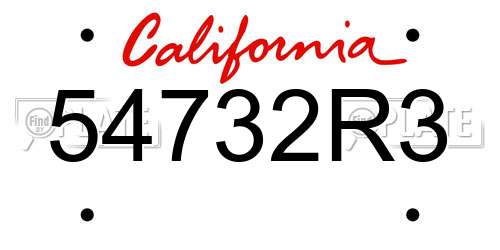 54732R3 California License Plate