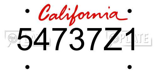 54737Z1 California License Plate