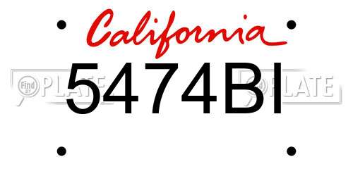 5474BI California License Plate