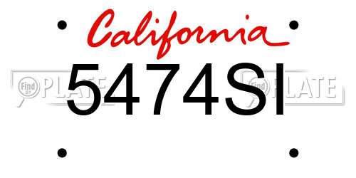 5474SI California License Plate