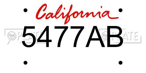5477AB California License Plate