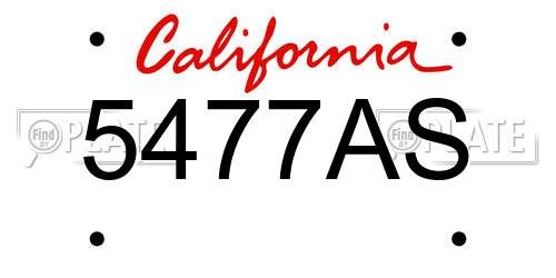 5477AS California License Plate