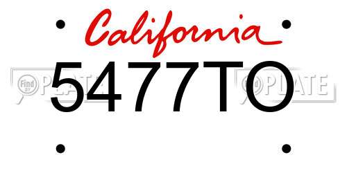 5477TO California License Plate