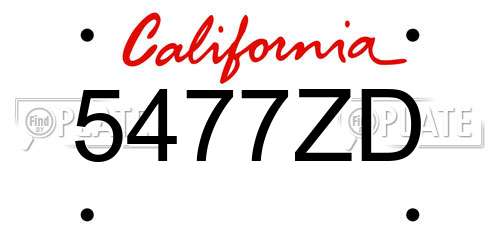 5477ZD California License Plate