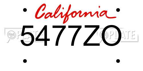 5477ZO California License Plate