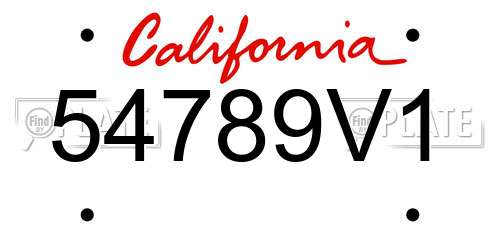54789V1 California License Plate
