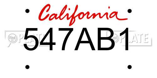 547AB1 California License Plate