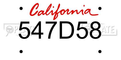547D58 California License Plate