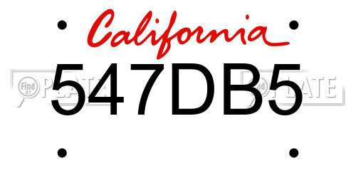547DB5 California License Plate