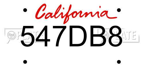 547DB8 California License Plate