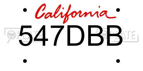 547DBB California License Plate