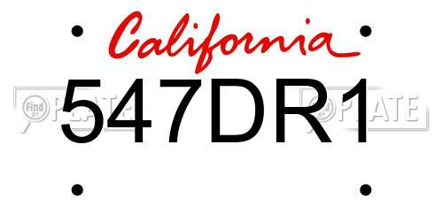 547DR1 California License Plate