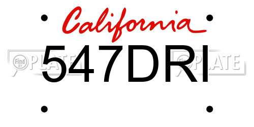 547DRI California License Plate