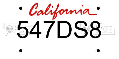 547DS8 California License Plate
