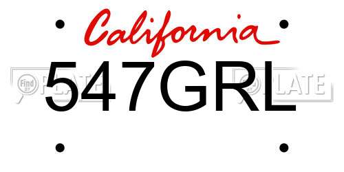 547GRL California License Plate
