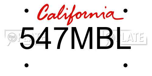 547MBL California License Plate