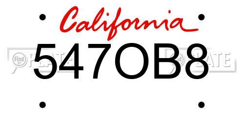 547OB8 California License Plate
