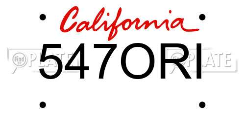 547ORI California License Plate