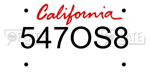 547OS8 California License Plate