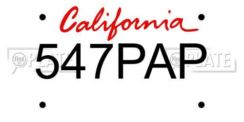 547PAP California License Plate