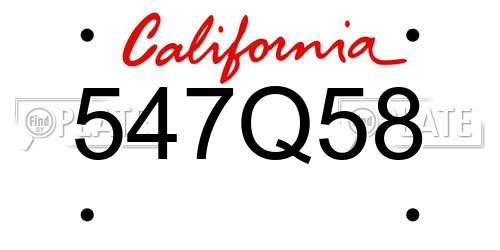 547Q58 California License Plate
