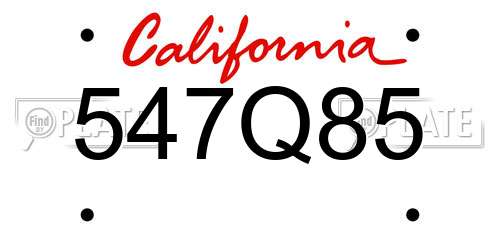 547Q85 California License Plate