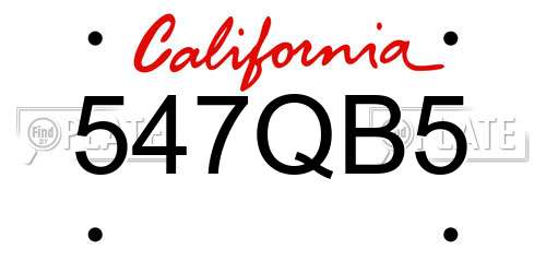 547QB5 California License Plate