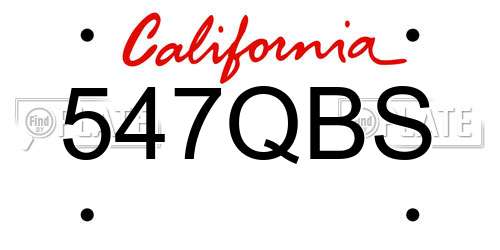547QBS California License Plate