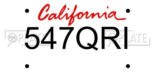 547QRI California License Plate
